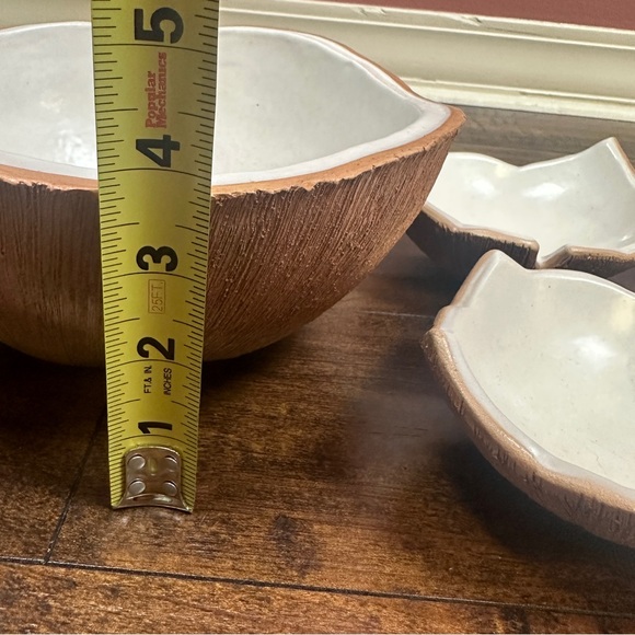 Vintage Ed Langbein Pottery Original Italian Coconut 1 large & 6 small Bowls - Picture 9 of 12